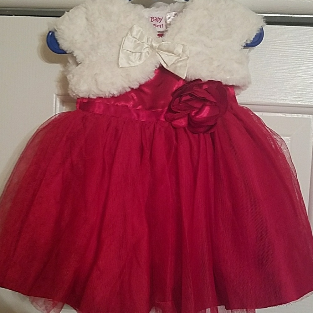 Infant Girls formal dress with fur vest